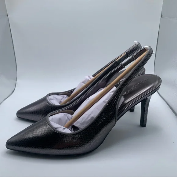 NWB Karl Lagerfeld Rosalyn Slingback Pump dark slate snake print 9.5 M EU 40.5 - Picture 5 of 10